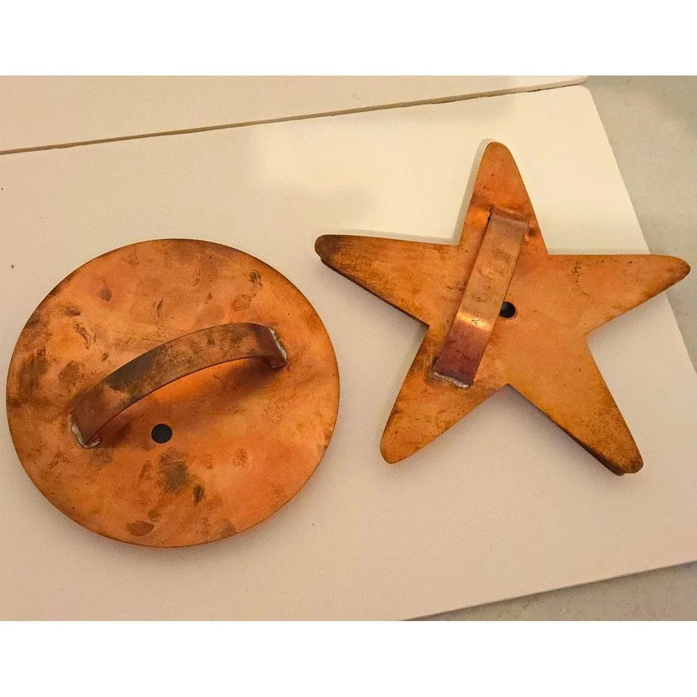 Copper Cookie Cutters  2 pc Star Moon Martha Stewart Lrg Size